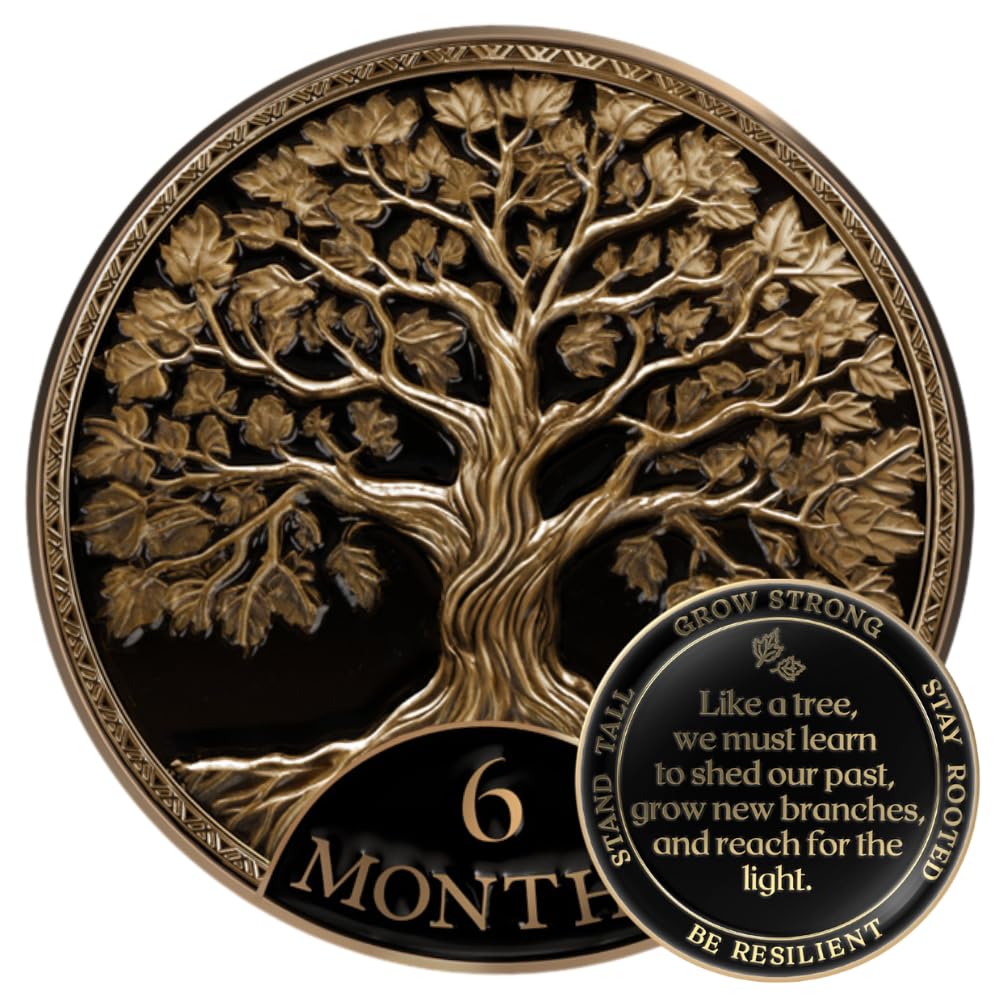MilestoneMint 6 Month Sobriety Coin, Tree of Life, AA Coins and Medallions