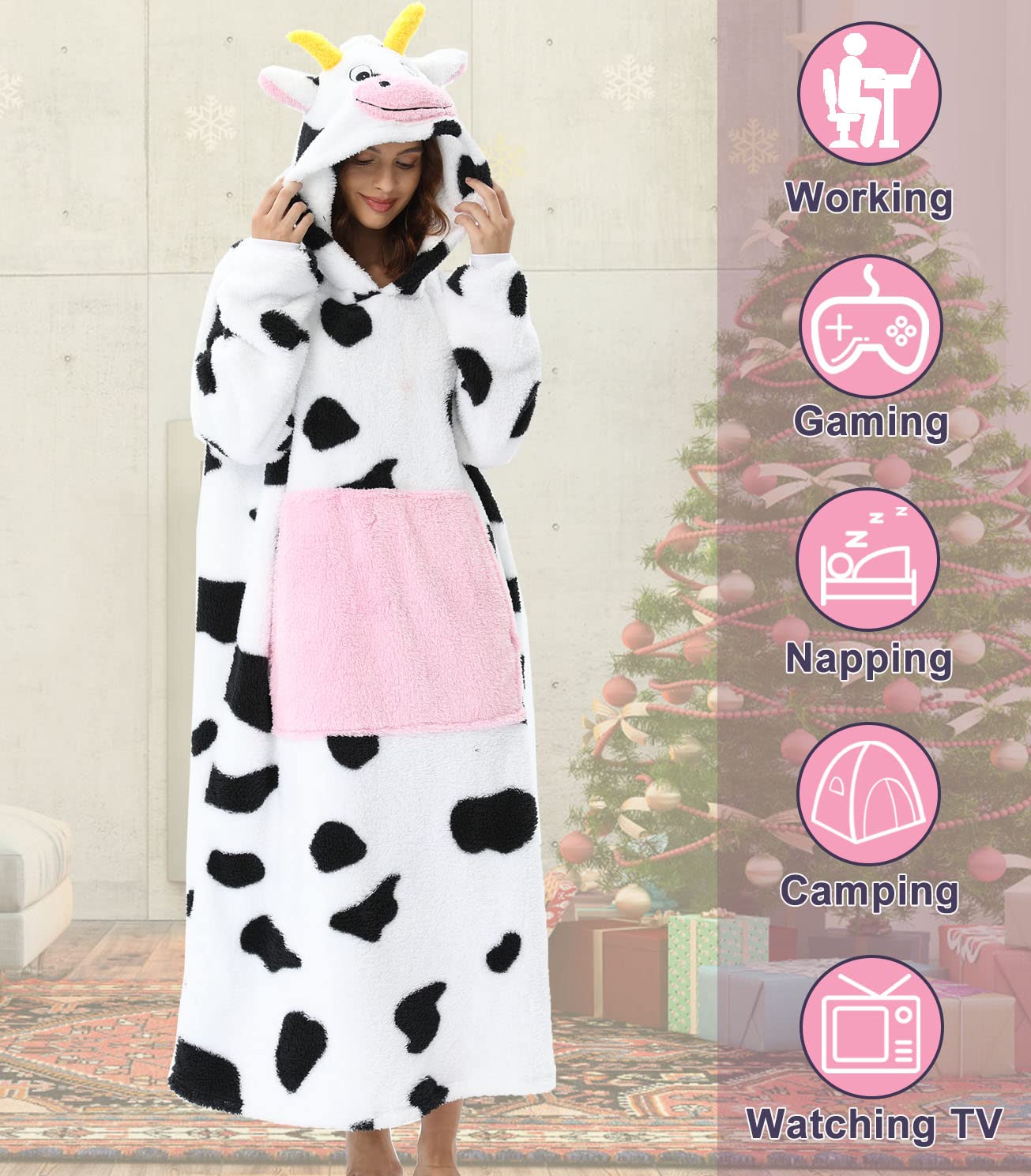 Felpa Con Cappuccio Oversize Panda In Pile - Coperta Indossabile Con Tasca, Unisex, Super Morbida, Per Casa E Relax