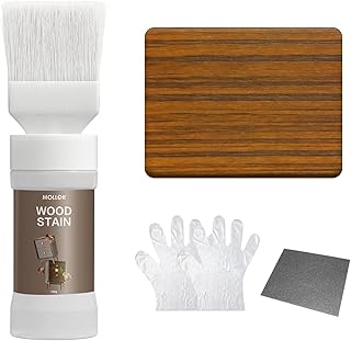 Built-in Brush Wood Stain, Water Based Teak Wood Stain and Sealer in One - No Priming, No Topcoat Required, Fast Dry|Low Odor|Non-Toxic, Perfect for Craft, Furniture (150g/5.29 OZ)
