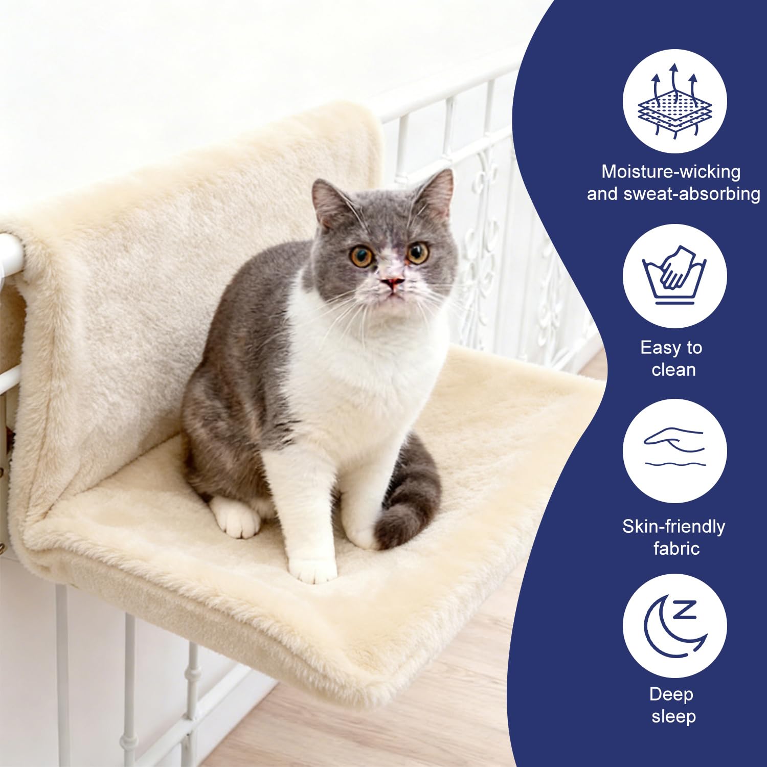 Cuccia per gatti Heizun, letto per radiatori per gatti con morbido peluche, per riscaldamento e gatti, per tutti i comuni radiatori (beige)