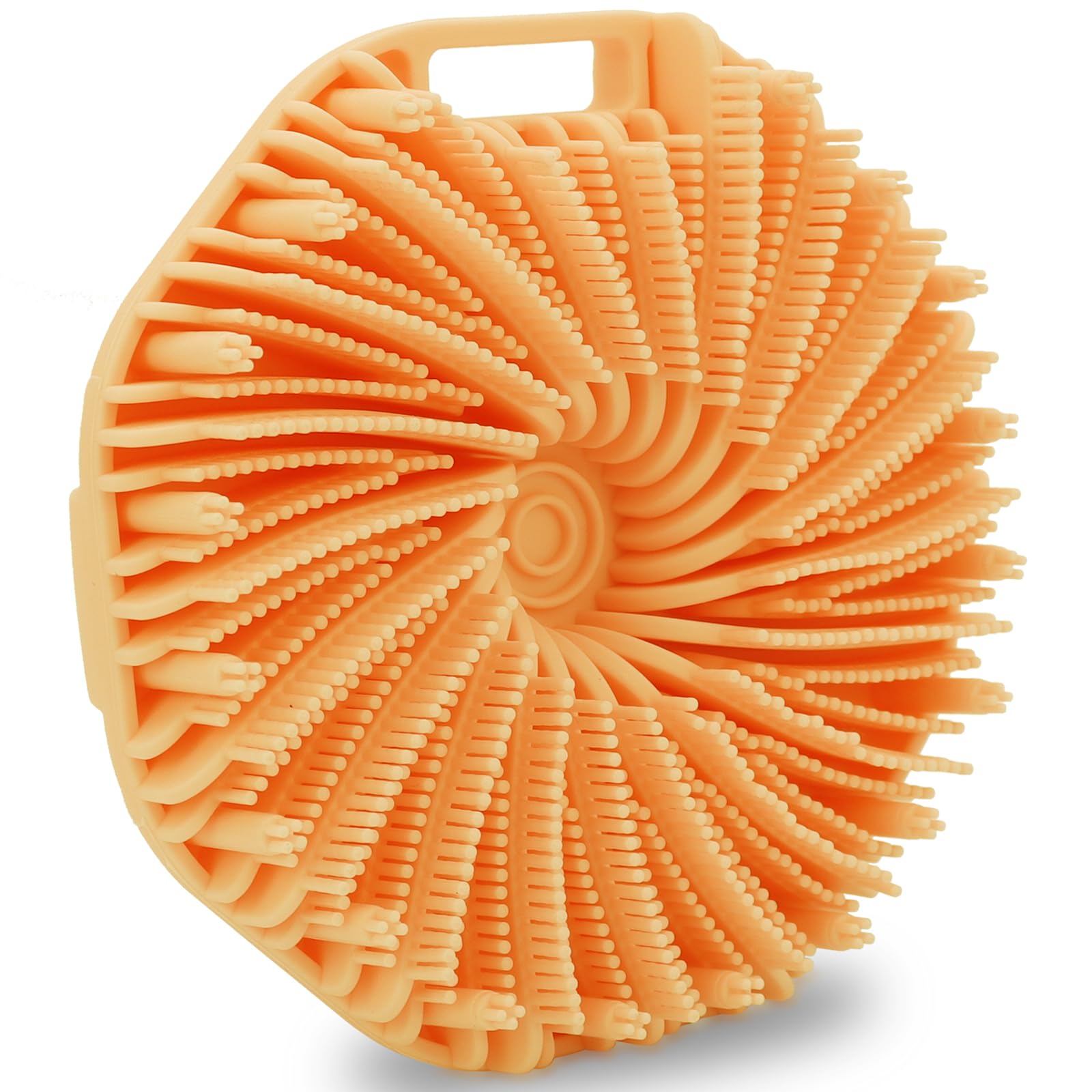 Silicone Body Scrubber，Exfoliating Body Scrubbers for use in Shower,Silicone Body Brush for Showering and Anti-Slippery Handles for All Skin Types(Orange)