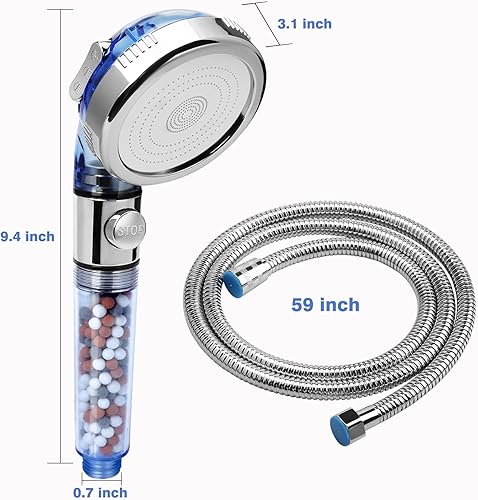 Miniatura 6 de REHAVE - Cabezal de ducha de alta presión con manguera, cabezal de ducha de mano para caravana, ahorro de agua, rociador de ducha, 3 modos,