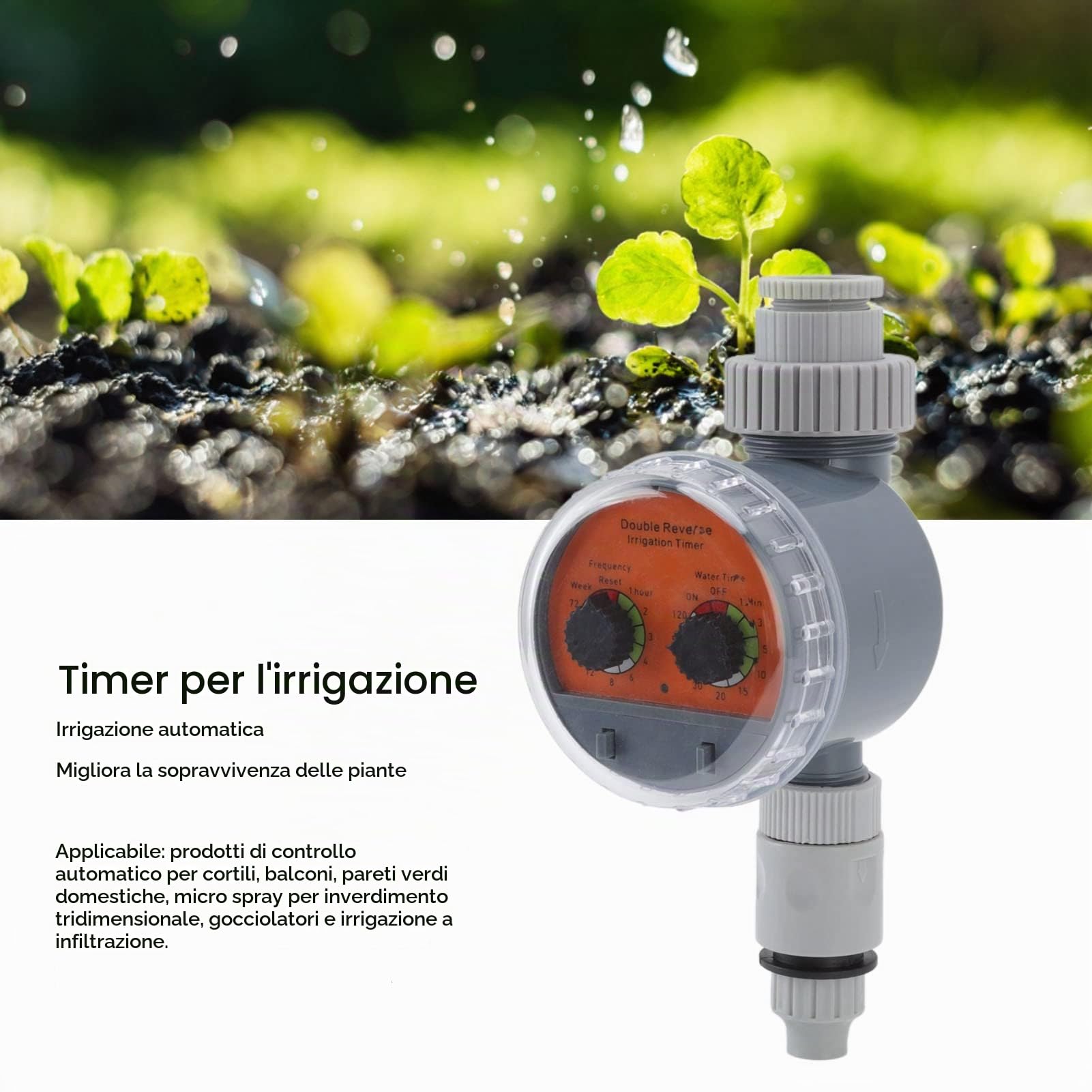 Fdit Programmatore Irrigazione Automatico a Batteria, Zero Pressione, IP67 Impermeabile per Giardino Balcone Cortile