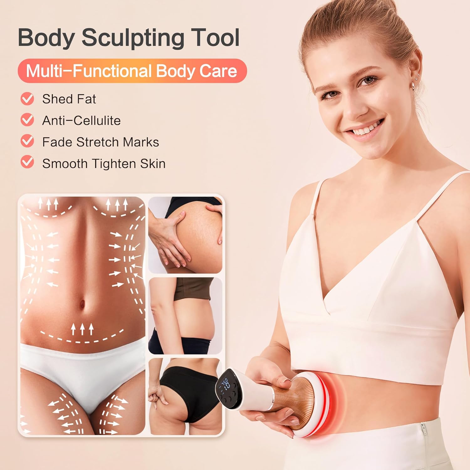 Dr.Rehabi Lymphatic Massager for Lymphatic Drainage Massage & Anti Cellulite Massage, Lymphatic Drainage Massager Tool 40 Intensity Heated-EMS-Vibration with Red Light Therapy - Image 3