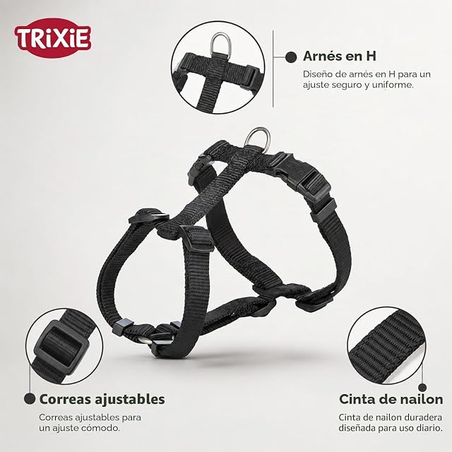 Foto 3 de 6 de Trixie Arnés, XXS, 20–32 cm/10 mm, Negro