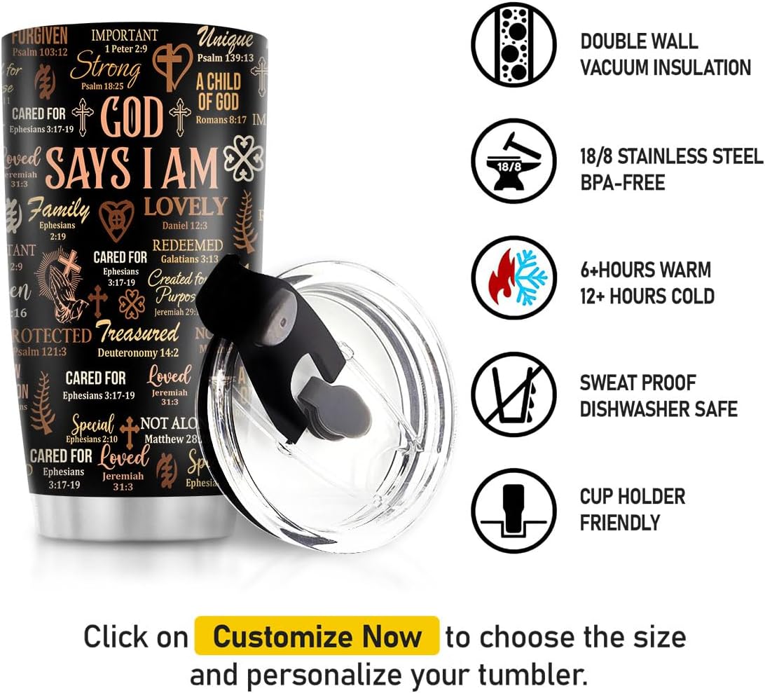 Sistabag - Coffee Tumbler For Black Women - Birthday, Mother's Day, Christmas Gifts For Women, Pride Tumbler For Woman (God Says I Am, 20 Oz) - Image 5