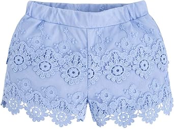 Mayoral Chic Little Girls 2-9 Sky-Blue Scallop Hem Lace Shorts, Sky, 7
