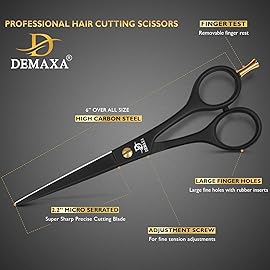 DEMAXA Professional Hair Scissors 6.5 Inch - Premium High Carbon Stainless Steel Barber Salon Hair Shears for Haircut Scissors - Ergonomic Design Super-Sharp Hair cutting Shears Blades