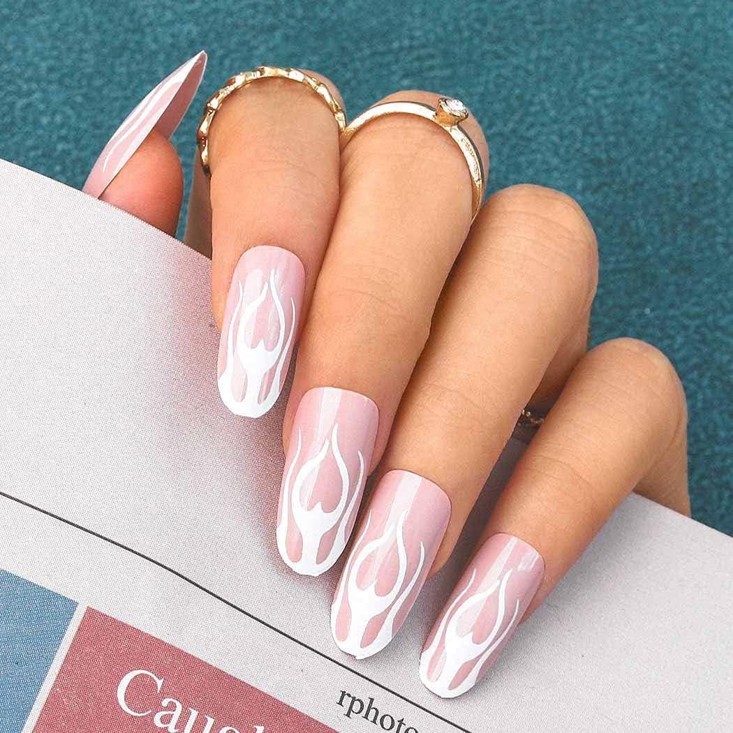 Sethexy Valentine's Day Almond False Nails Love Heart Stiletto Stick on Nail Pink Fake Nails 24Pcs Acrylic Art Press on Nails for Women and Girls - Image 3