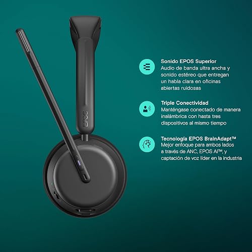 EPOS Impact 1060T ANC Casque sans Fil Adaptive Noise Cancelling pour PC avec Réduction de Bruit Active, Micro EPOS AI™, Super Wideband, Bluetooth, Charge sans Fil, Certifié Microsoft Teams - 3