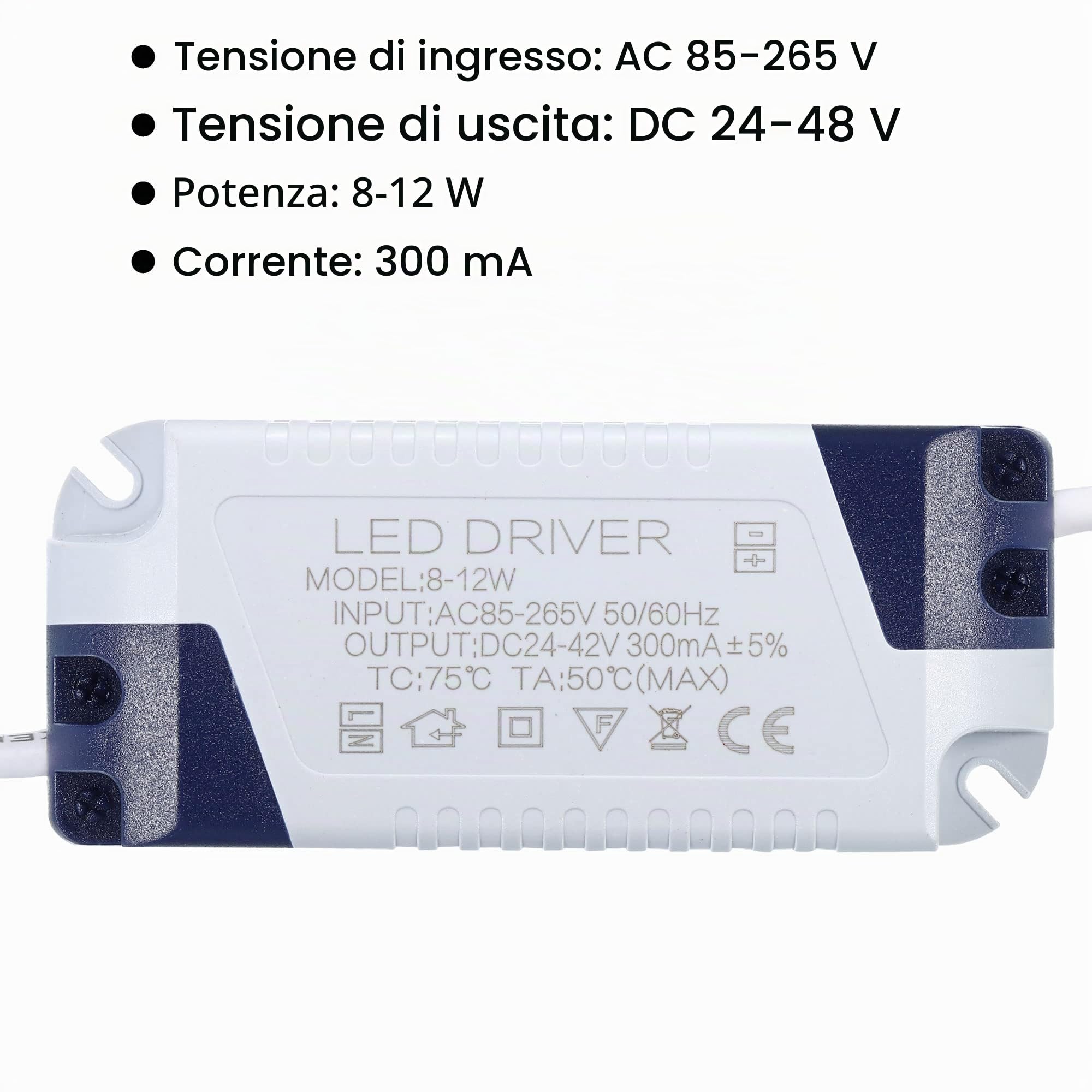PATIKIL 8-12W 300mA LED Alimentatore, AC 85-265V Uscita 24-42V DC Femmina Connettore Costante Corrente Raddrizzatore Trasformatore Esterno Alimentazione per Lampade LED Soffitto Lampada