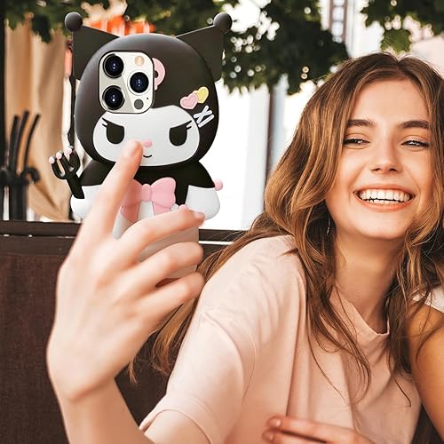 Miniatura 2 de Danzel Funda compatible con iPhone 14 Pro de 6.1 pulgadas, linda funda de silicona suave de dibujos animados Kawaii 3D de animé, divertida y extraña