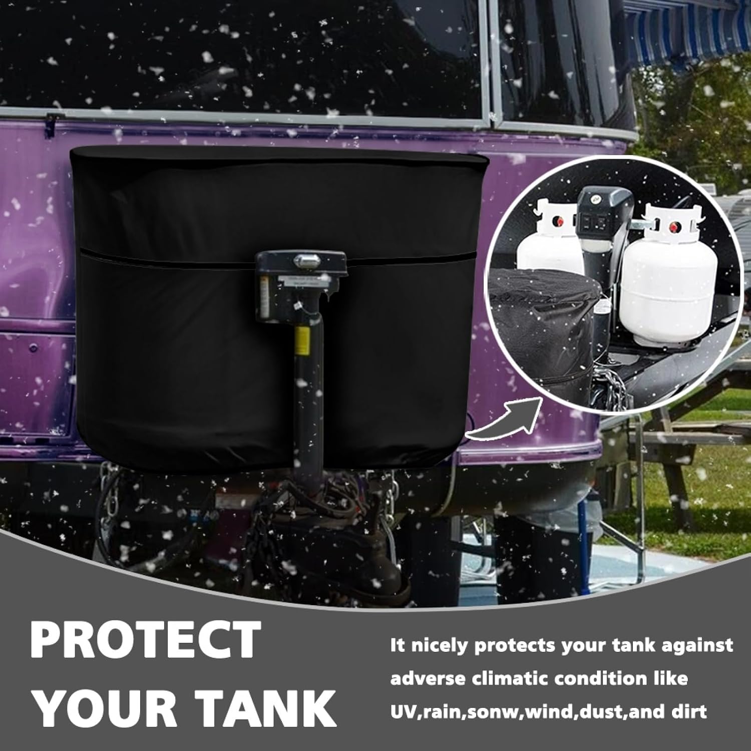 Black RV Trailer Propane Tank Cover Fit for Dual 30lb Tanks,Replacement Cover for RV/Trailer/Camper