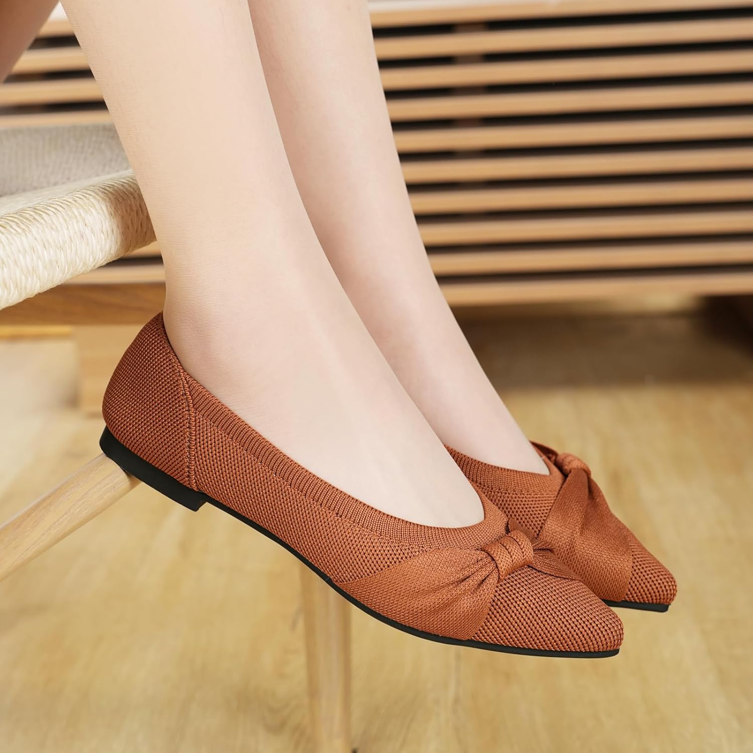 Pointed Toe Flats for Women Ballet Flats Comfortable Dressy Knit Lightweight Casual for Work Office Womens Flats - Image 9