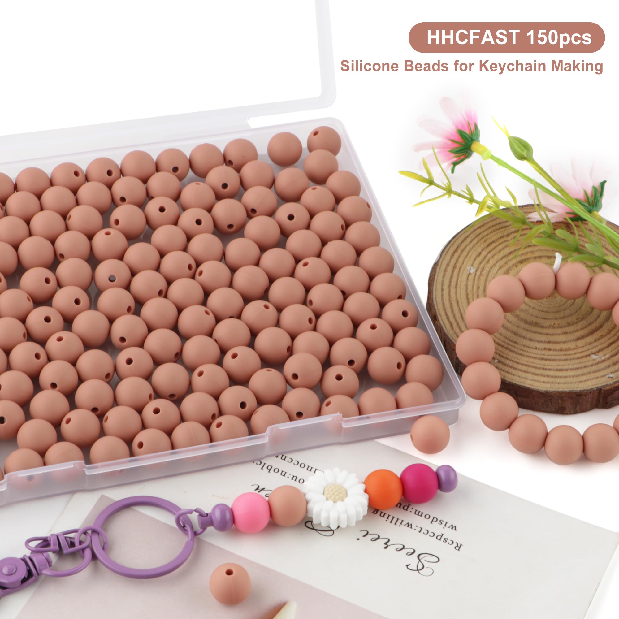 Amazon.co.jp: HHCFAST 150個 15mm シリコンビーズ、キーチェーン作成 