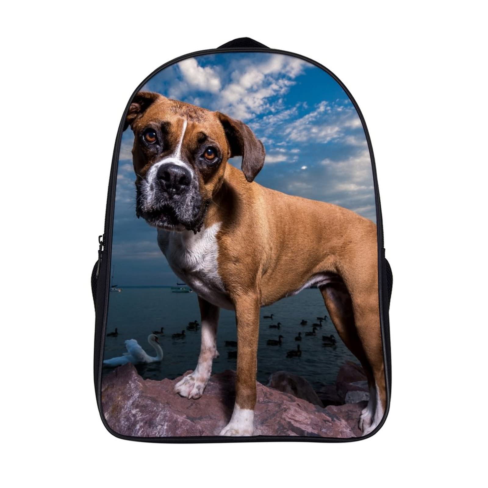 Sac à dos scolaire relief 3D cool backpack avec motif chien sauvage unique