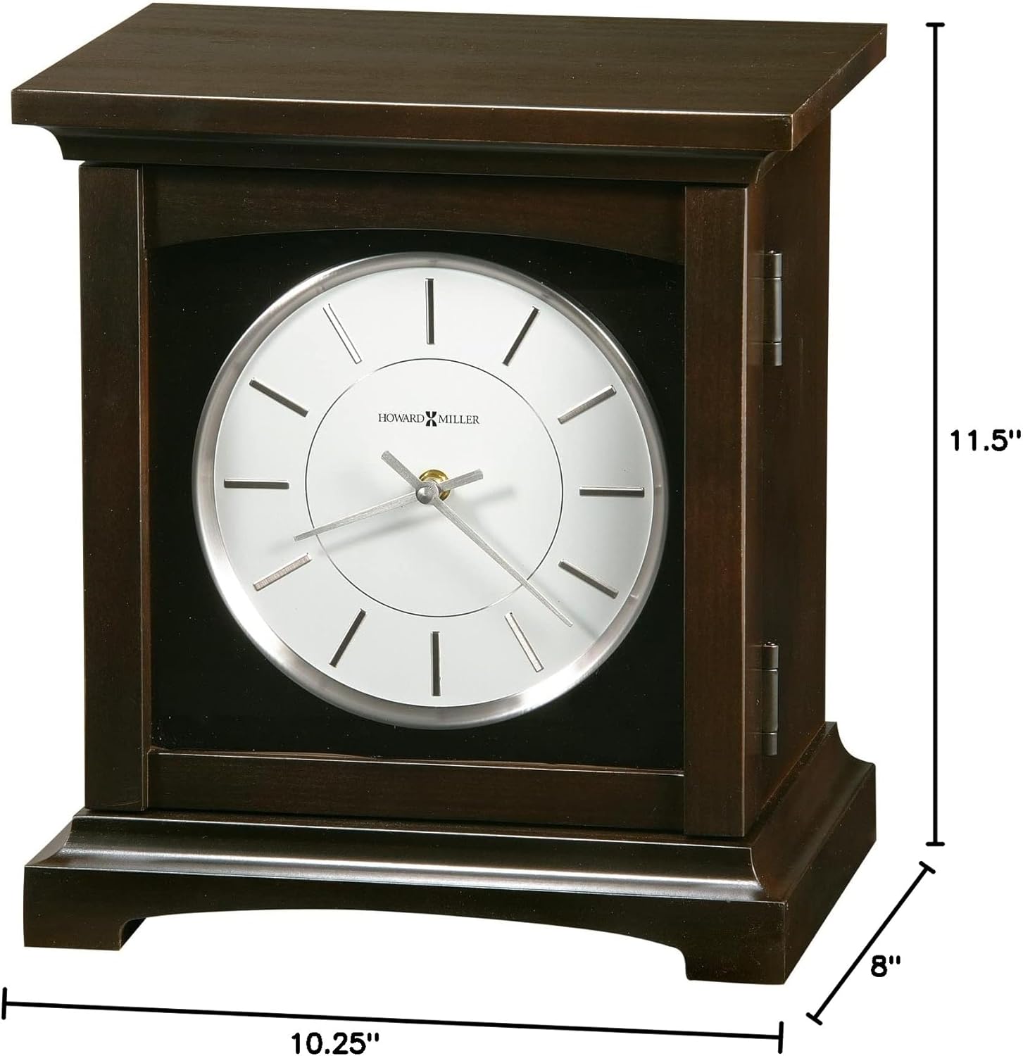 Howard Miller Tribute Mantel Clock Urn Box 800-139 – Black Coffee Finish, Backloaded, Wooden Construction, Nickel Bezel, Quartz Movement, Funeral Urn Box