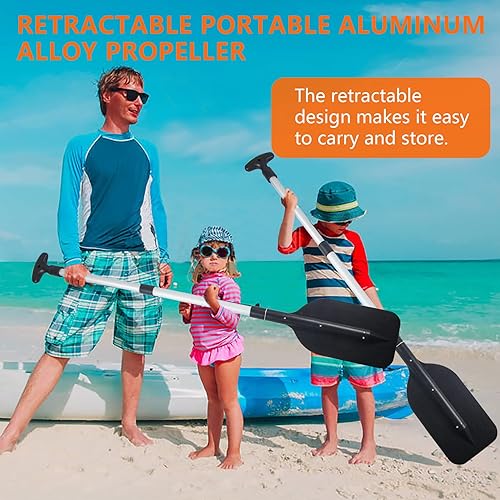 Miniatura 2 de VEITHI Remo plegable telescópico para lancha antideslizante de plástico de aluminio, paquete de 2 flotadores de tubos pequeños, remos y accesorios
