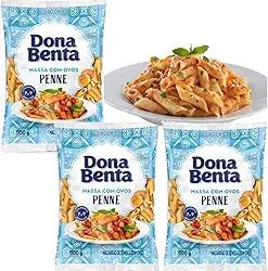 Kit Com 3 Pacotes de Macarrão Penne Dona Benta 500g Massa de Sêmola Com Ovos Cozimento de 7 a 9 Minutos