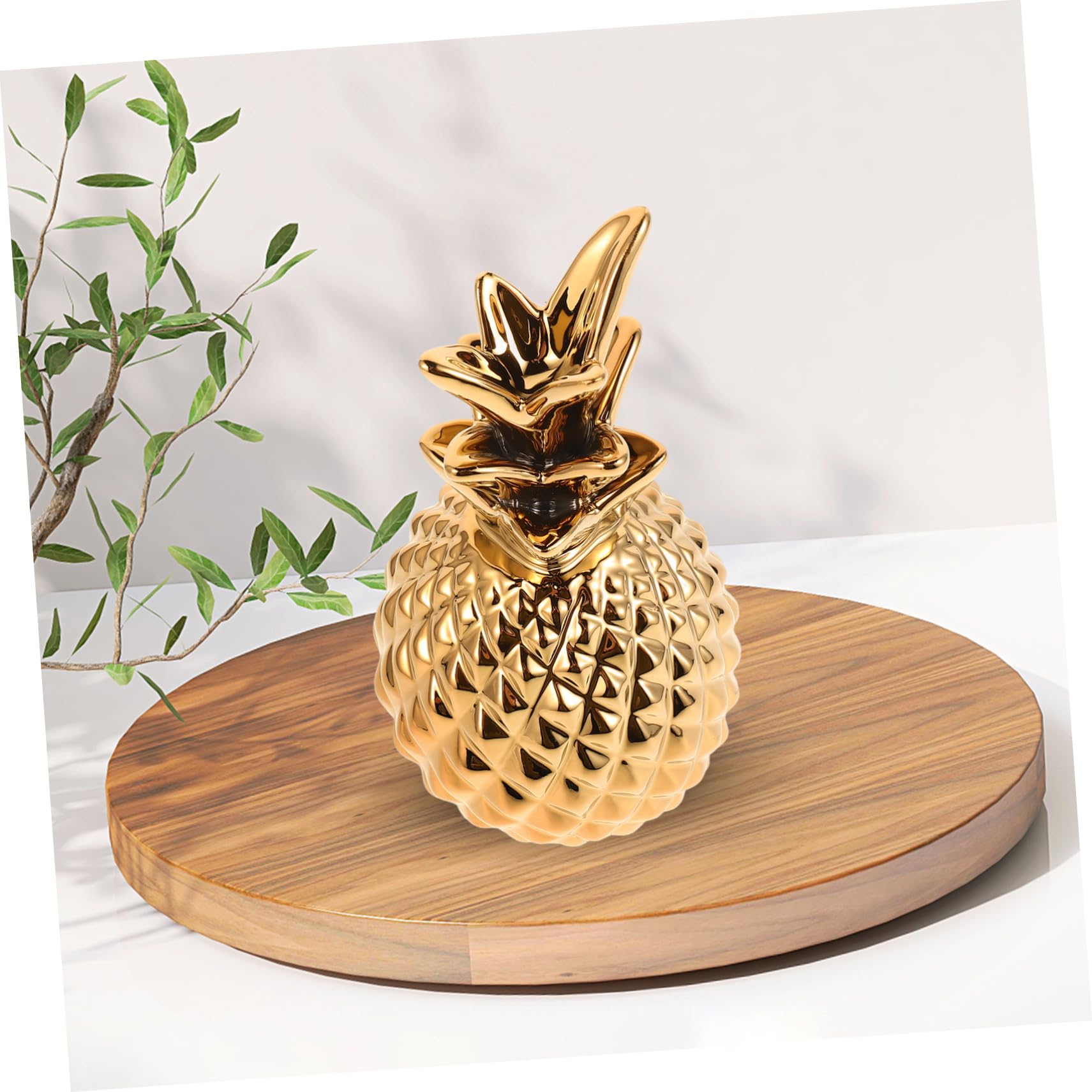 Abaodam Goldene Keramik Ananasplatte als Schmuckschale für Eingangstisch