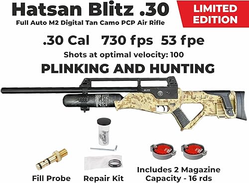 Vista 25 de Hatsan Blitz - Rifle de aire PCP completamente automático con paquete de objetivos de papel Wearable4U 100x y pellets de plomo incluidos Rifle