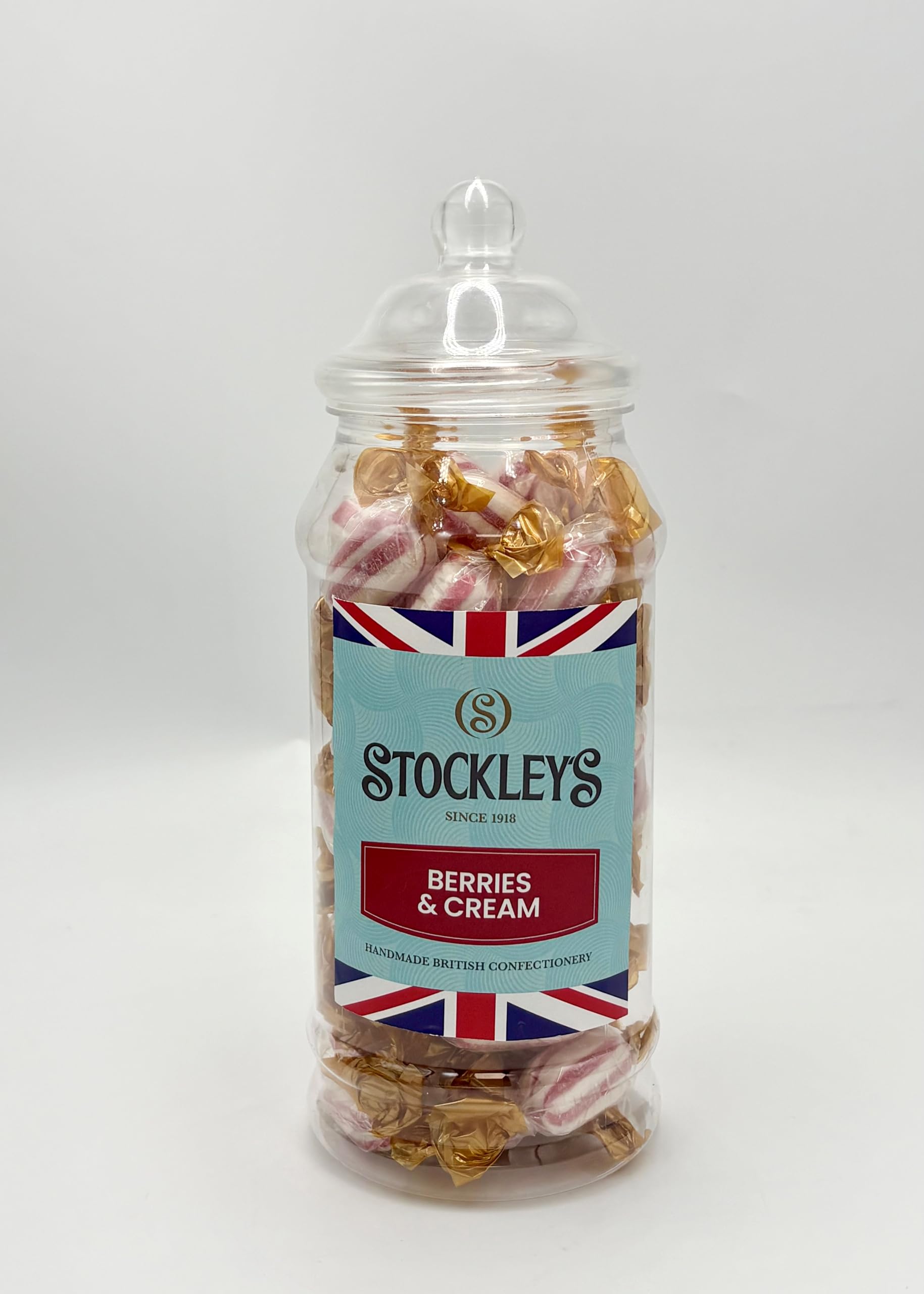 Stockley's Heritage Sweet Shop Jar Berries & Cream 450g, Traditional British Raspberry Cream Sweets, Individually Wrapped Vegetarian Confectionery