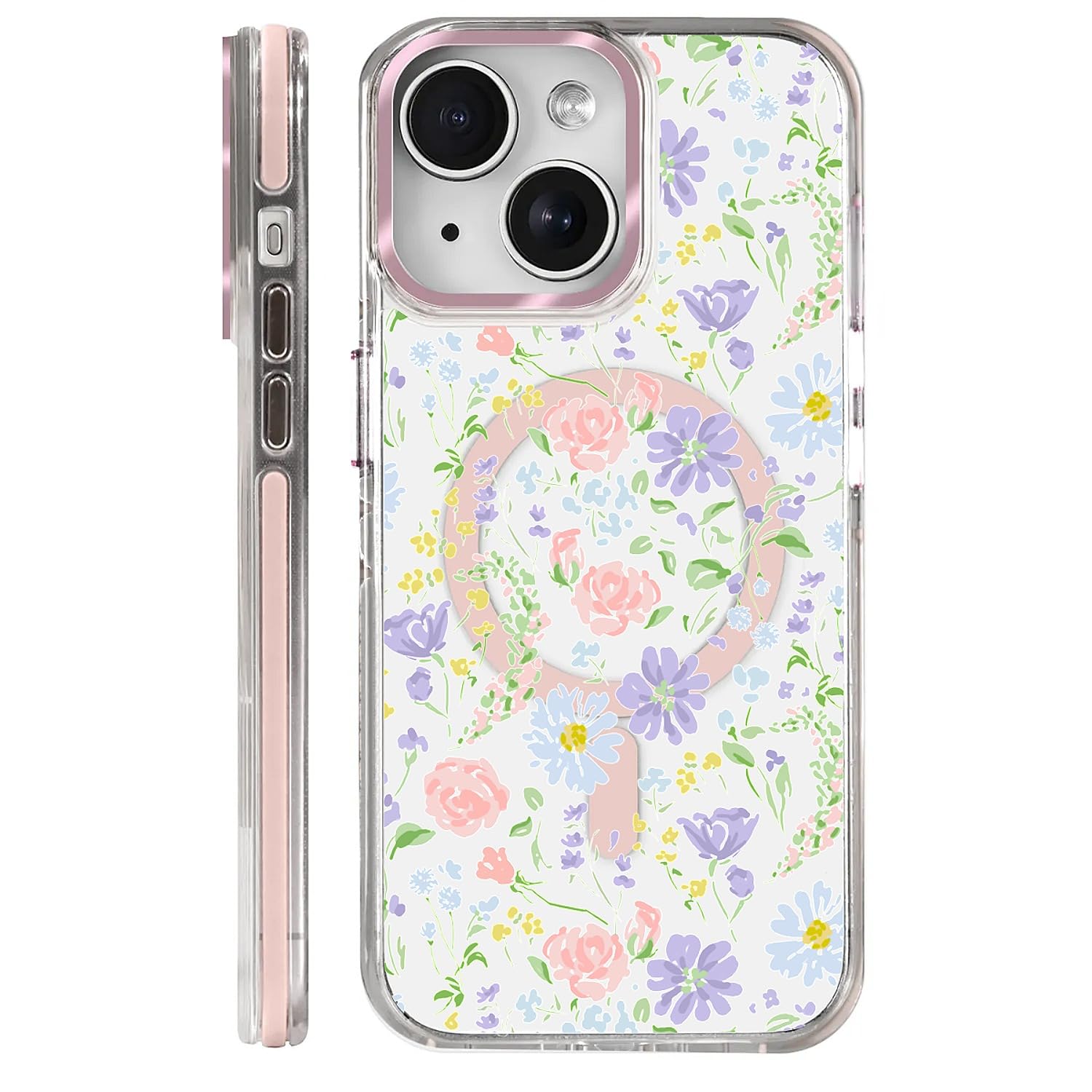 Coque iPhone 14 transparente fleurie pastel antichoc et fine - 8