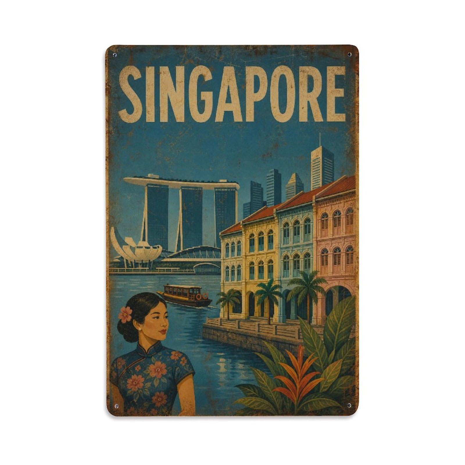 Singapore Heritage Travel Historic City Landmark Metal Tin Sign