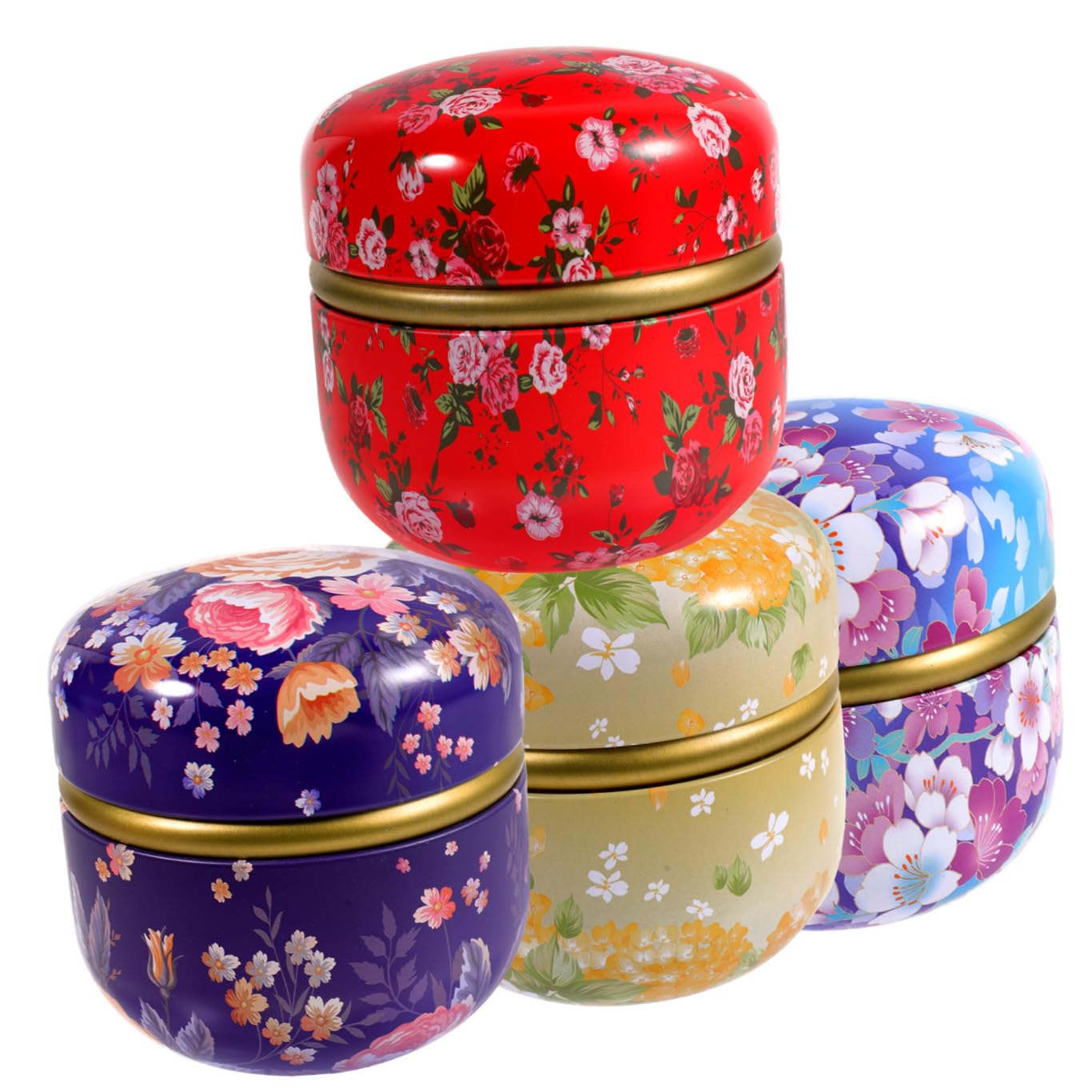 Set di 4 Barattoli in Latta Decorativi per Biscotti e Caramelle