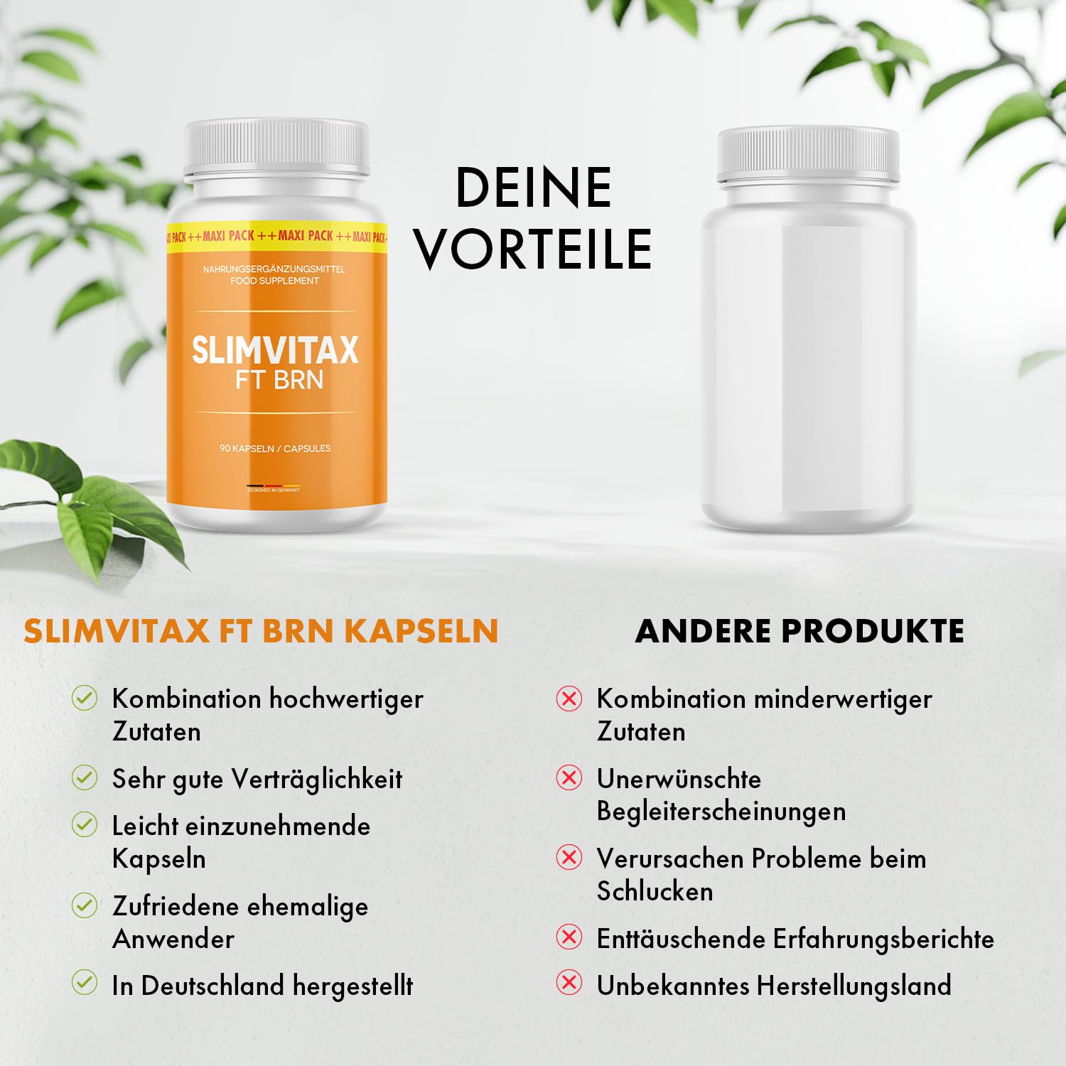 Slimvitax FT BRN Kapseln | Für Männer & Frauen | Im Maxi - Pack 90 Kapseln