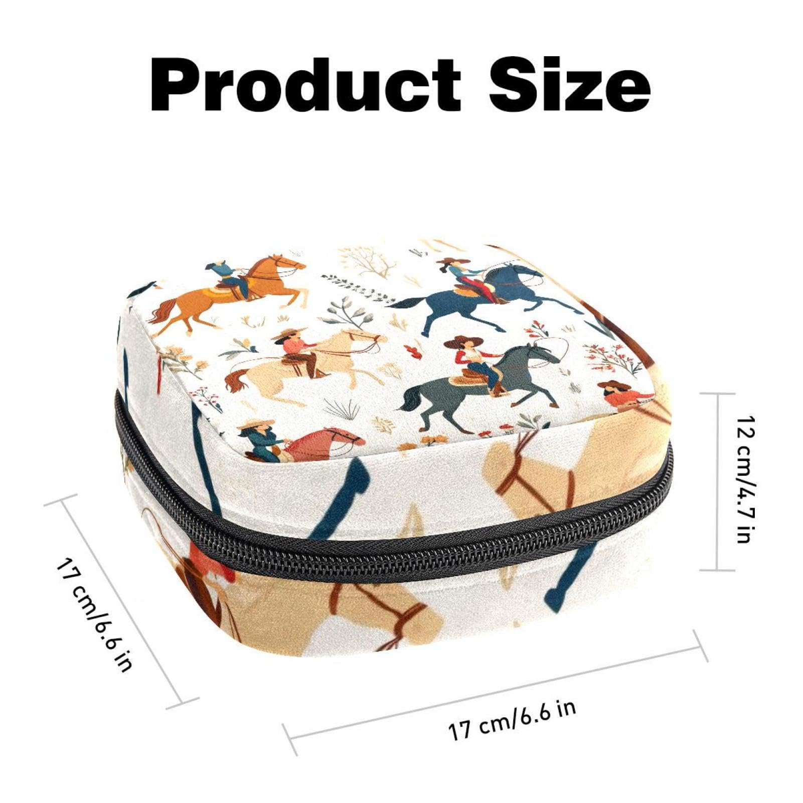 Sanitary Napkin Storage Bag for Feminine Pads, First Period Kit for Women, Vintage Wild Western Cowgirls Horses Rodeo Portable Menstrual Period Sanitary Pouch