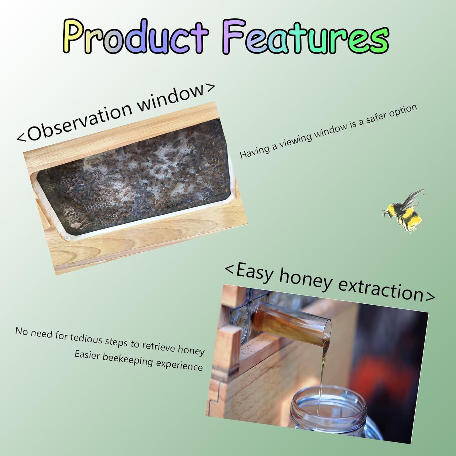 BeeHonlyFlow Hive, Beehive with 7pcs Auto Super Frames, Food Grade BPA Free, Beehive Complete Kit