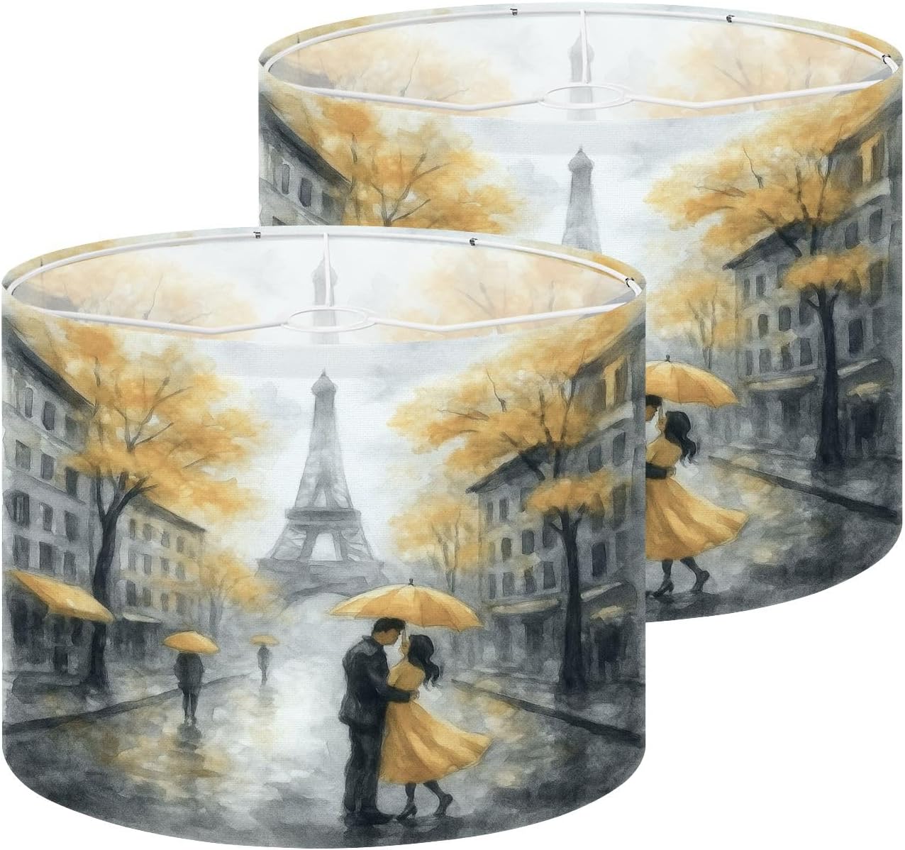 Lampshades Lamp Shades set of 2 Oil Painting Paris european city landscape France eiffel tower Black Light Shade for Table Lamps Floor Lamps Drum Lamp Shades Lampshade Replacement
