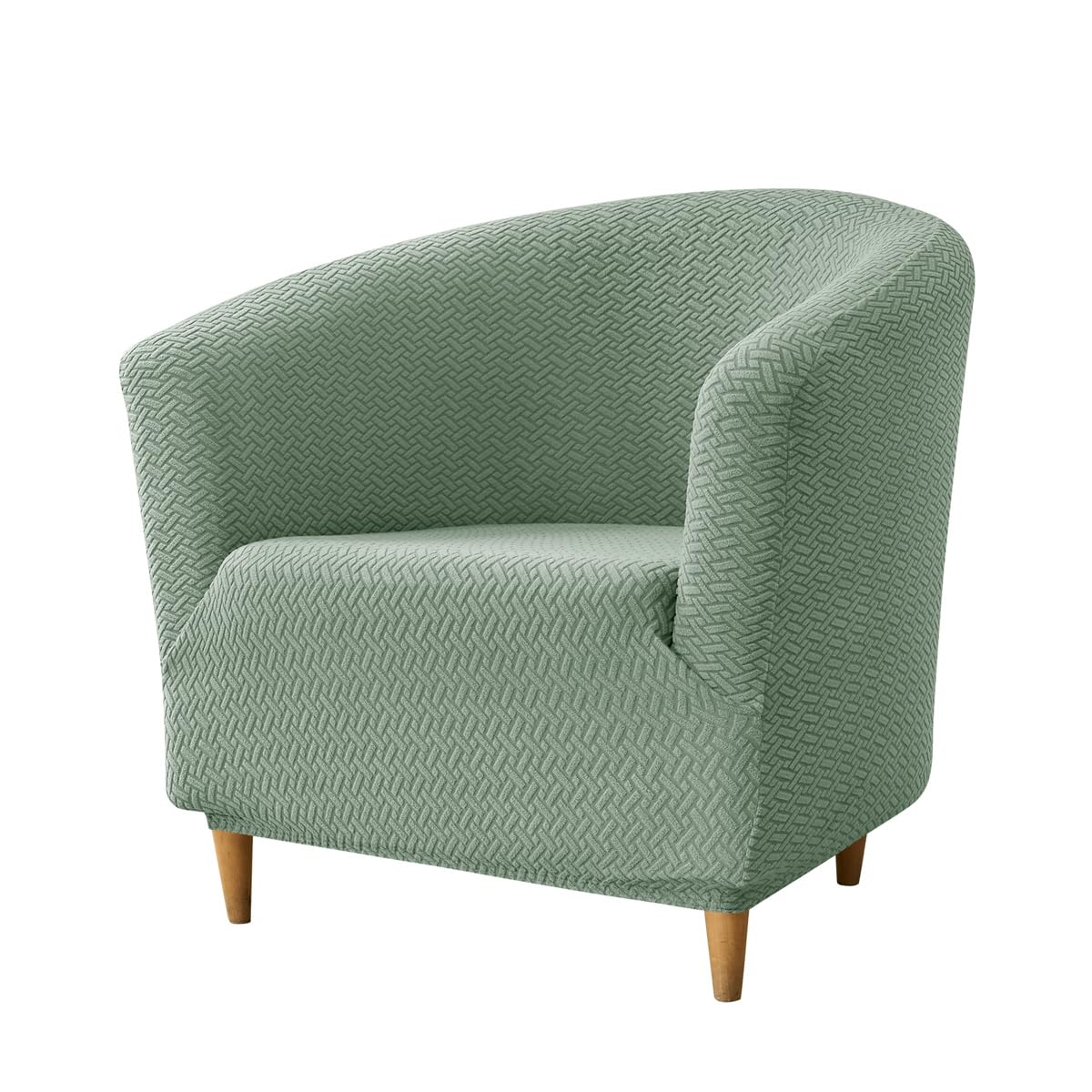 Hearda Chair Covers 1 Piece, T-type Jacquard Polyester Tub Chair Cover, Stretch Tub Chair Slipcover, Soft Washable Elastic Tub Chair Armchair Cover Club Chair Cover (Green)