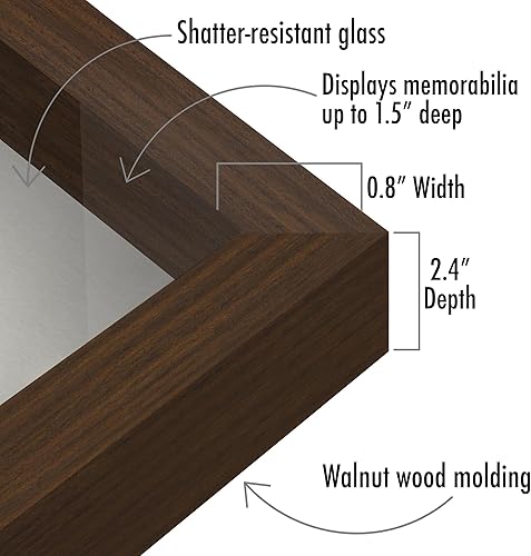 Miniatura 3 de Americanflat Marco de caja de sombra A4 en nogal con parte trasera de lino suave, caja de sombra grande con madera de ingeniería y vidrio resistente