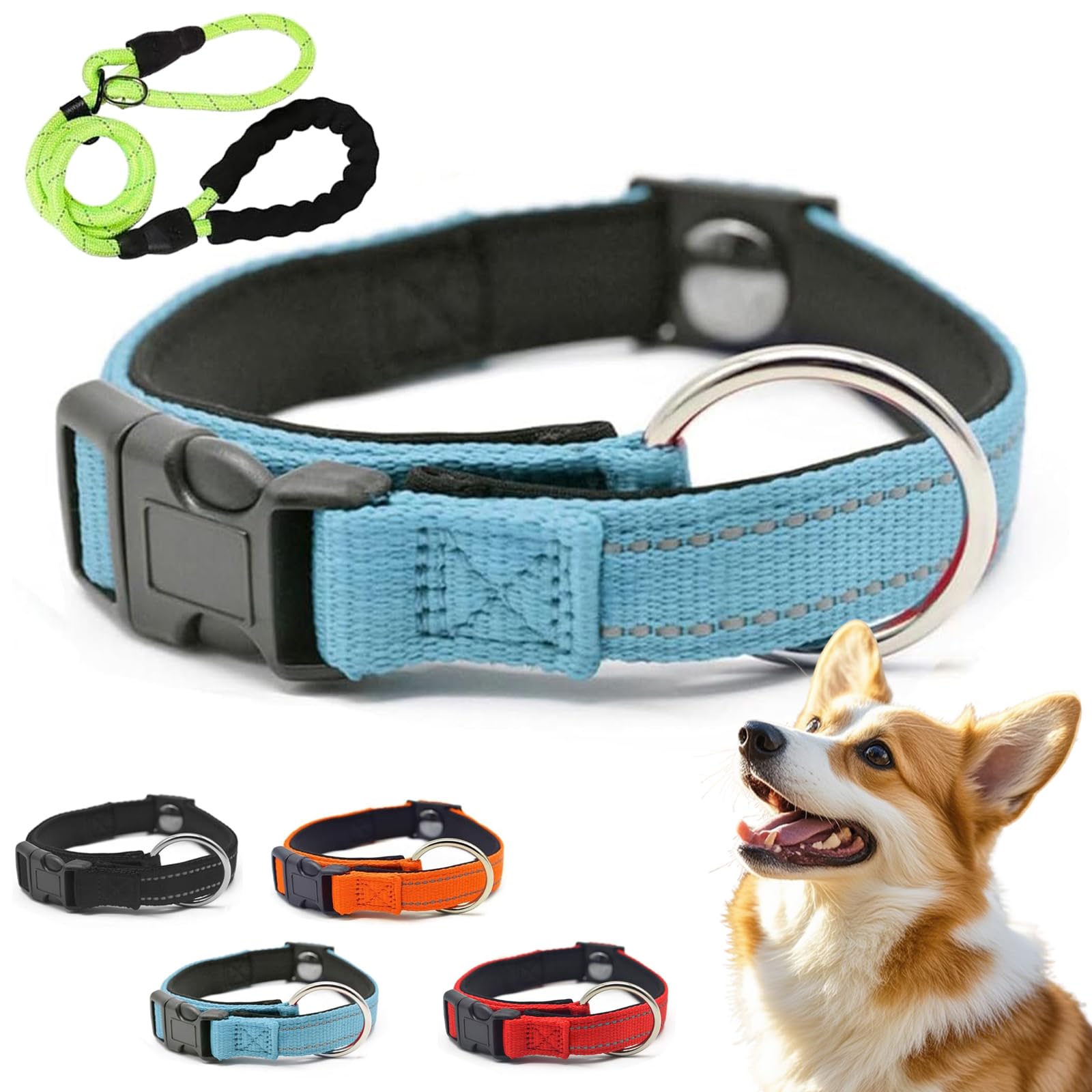 Pawliberation Magnetic Dog Collar, Pawliberation Dog Collar, Double-Layer Fabric with Breathable and Reflective Design, Magnetic Safety Reflective Dog Collar for Small Medium Large Dogs (Blue)