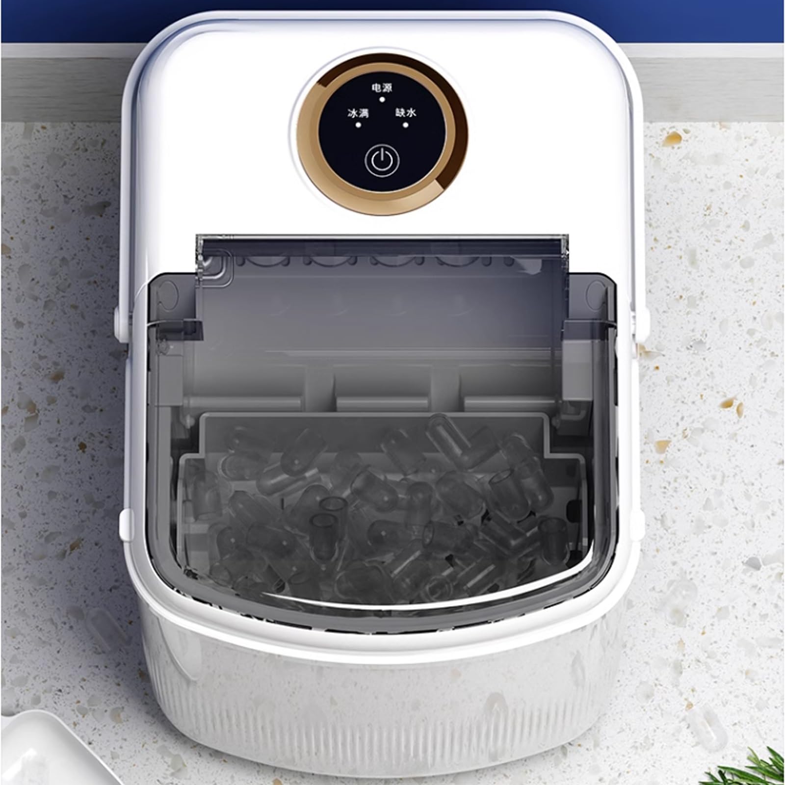 Máquina para fabricar hielo sobre encimera Máquina for hacer hielo en encimera, máquina for hacer hielo con asa, máquina for hacer hielo autolimpiante, 22 libras/24 horas, 9 cubitos de hielo listos en