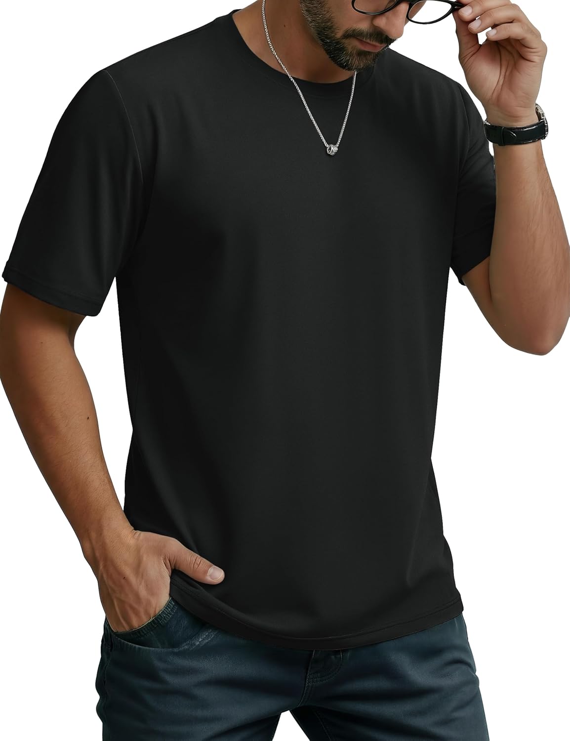 TACVASEN Men's T-Shirts Short Sleeve UPF 80+ Moisture Wicking Sun Protection Shirts Casual Crewneck Lightweight Classic Tee