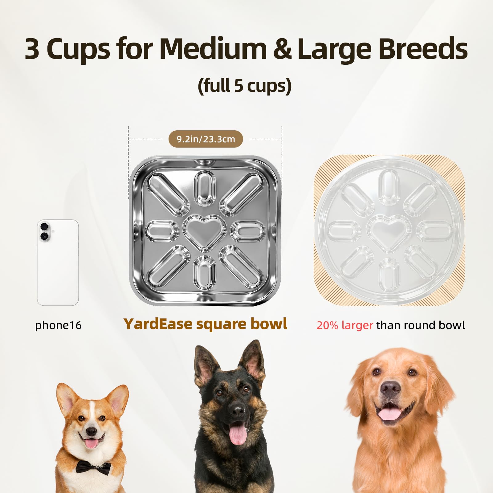 3 Cups Stainless Steel Slow Feeder Dog Bowls Large & Medium Breed, Food Grade 304, Non-Slip Base, Deep Ridges to Slow Eating, Metal Slow Feeder Dog Bowls, Dishwasher & Chew-Proof & Rustproof - image 2