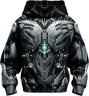 sanatty 3D Print Hoodies for Teen Boys Kids, Graphic Printed Sweatshirt Pullover, 6-16 Years, with Pockets