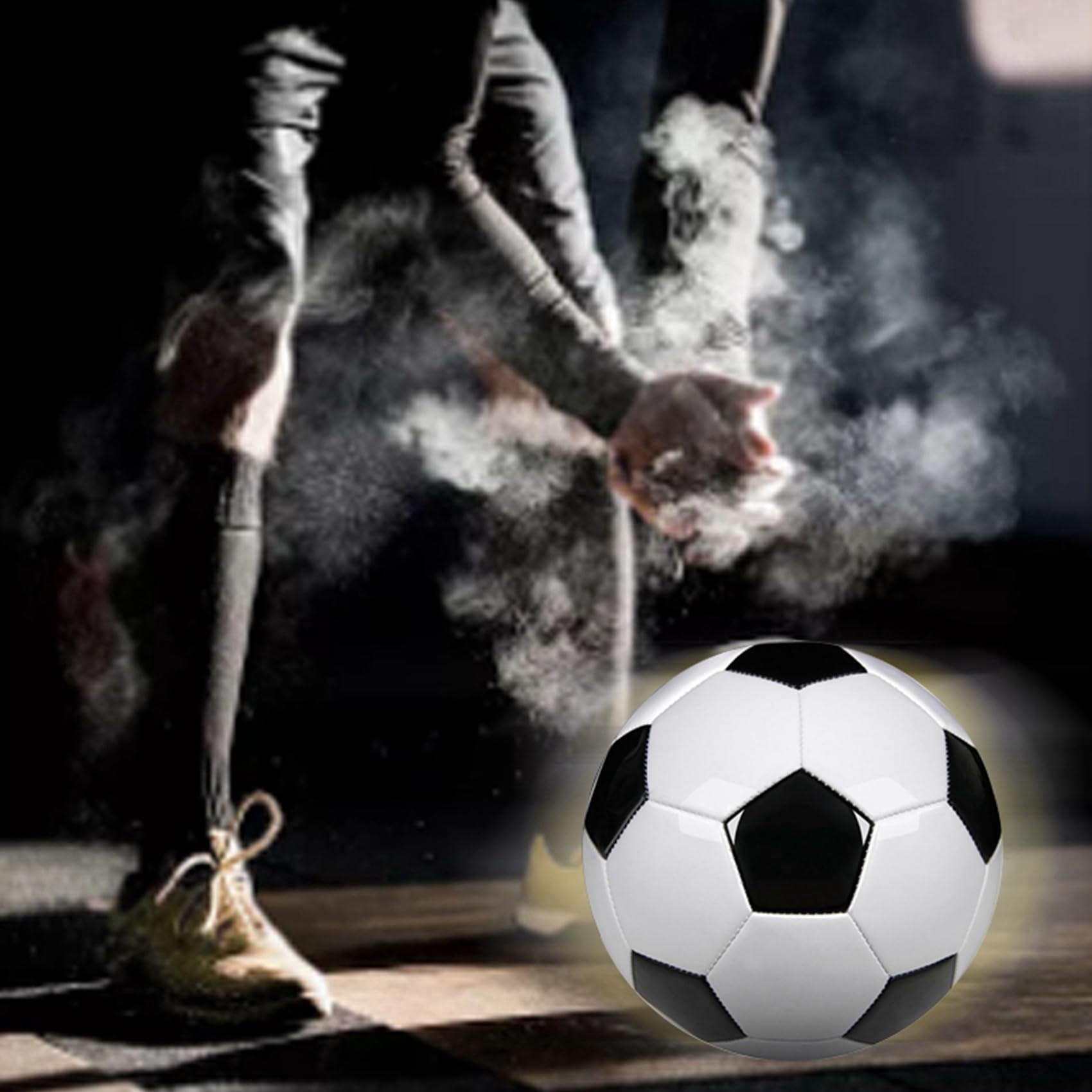 5X GrößE 5 TrainingsbäLle PU Leder Schwarz FußBall FußBäLle Goal Team Atch TrainingsbäLle