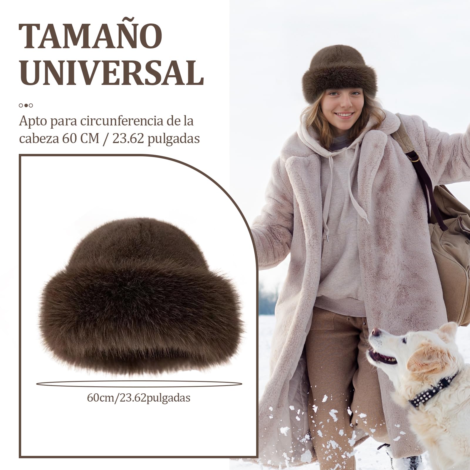 Gorro de Invierno para Mujer, Gorro Ruso para Deportes de Nieve