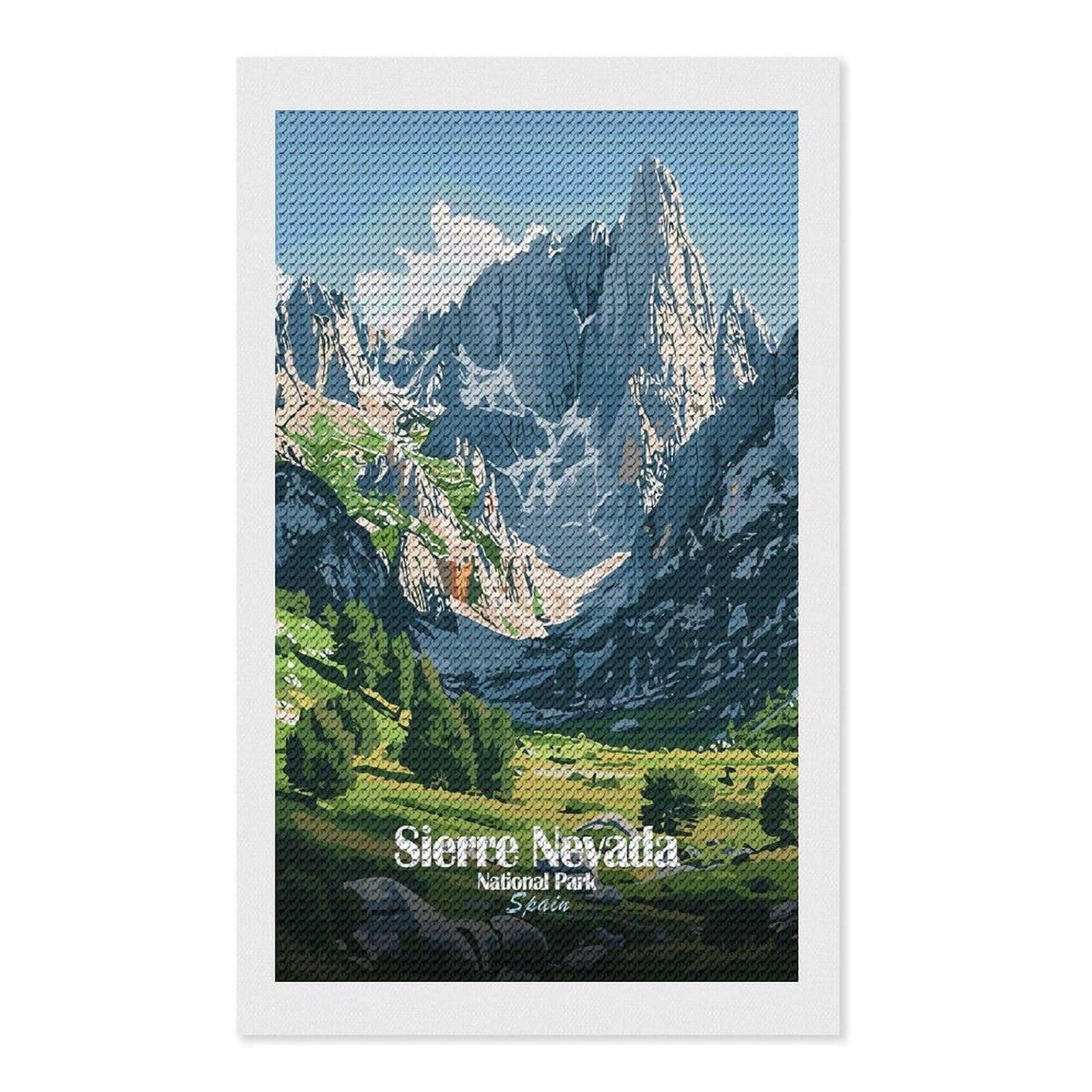 Junmoney Sierra Nevada National Park Spain Diamond Art Canvas 12"x20", for Creative Relaxation, Simple to Start, Aesthetic Room Decor, Holiday Gift Idea