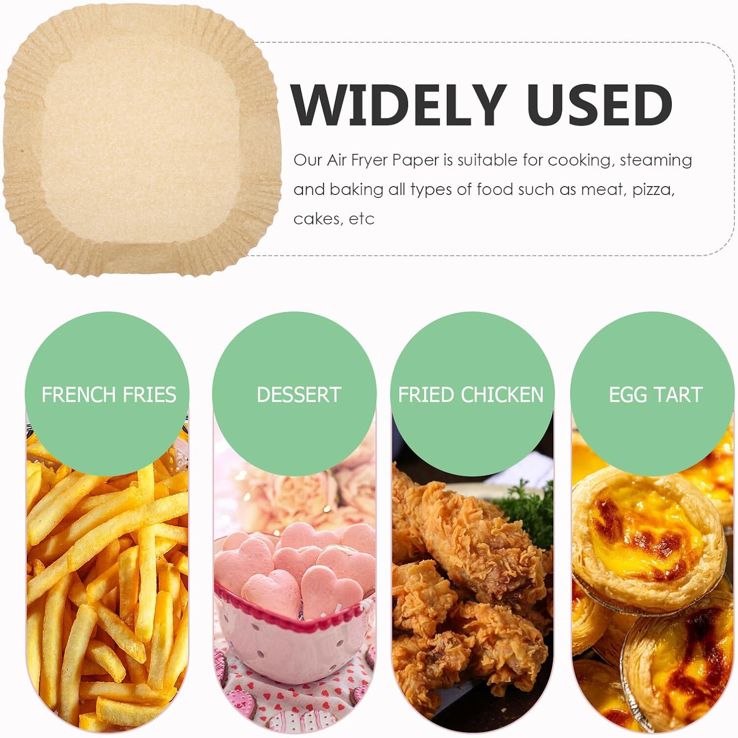 Air Fryer Paper Sheets and Oven Baking Liner, 300pcs Brown Heat-resistant Parchment Paper for Airfryer Cooking and Baking, Non-stick Food Cooking Pad for Kitchen Bakeware