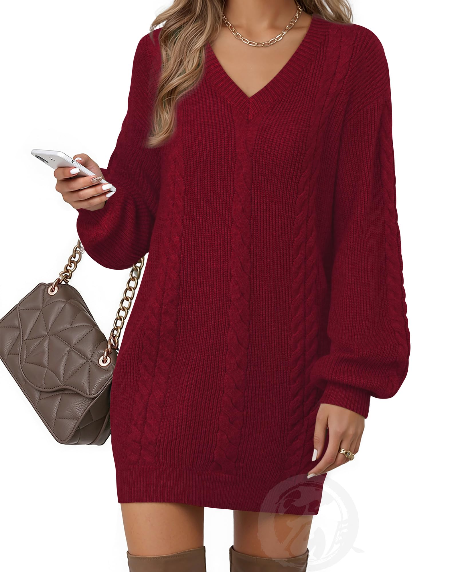VAFOLY Fall Dresses Sweater Mini Dress 2026: Sexy Date Night Red Dahlia M
