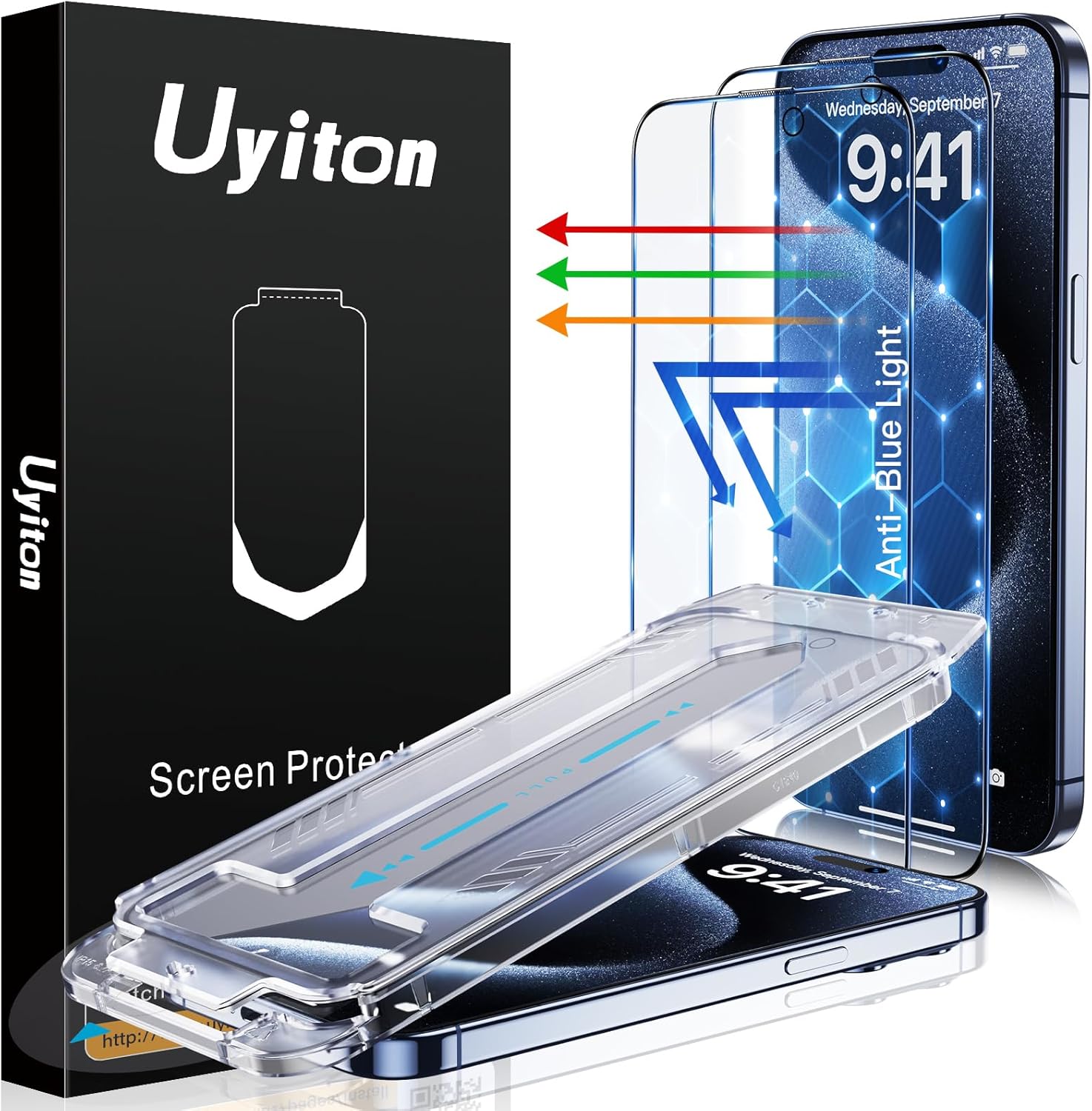 Uyiton Anti-Blue Light for iPhone 15 Pro Max Screen Protector (iPhone 15 Pro Max 6.7" Clear(Blue Light)) Thumbnail