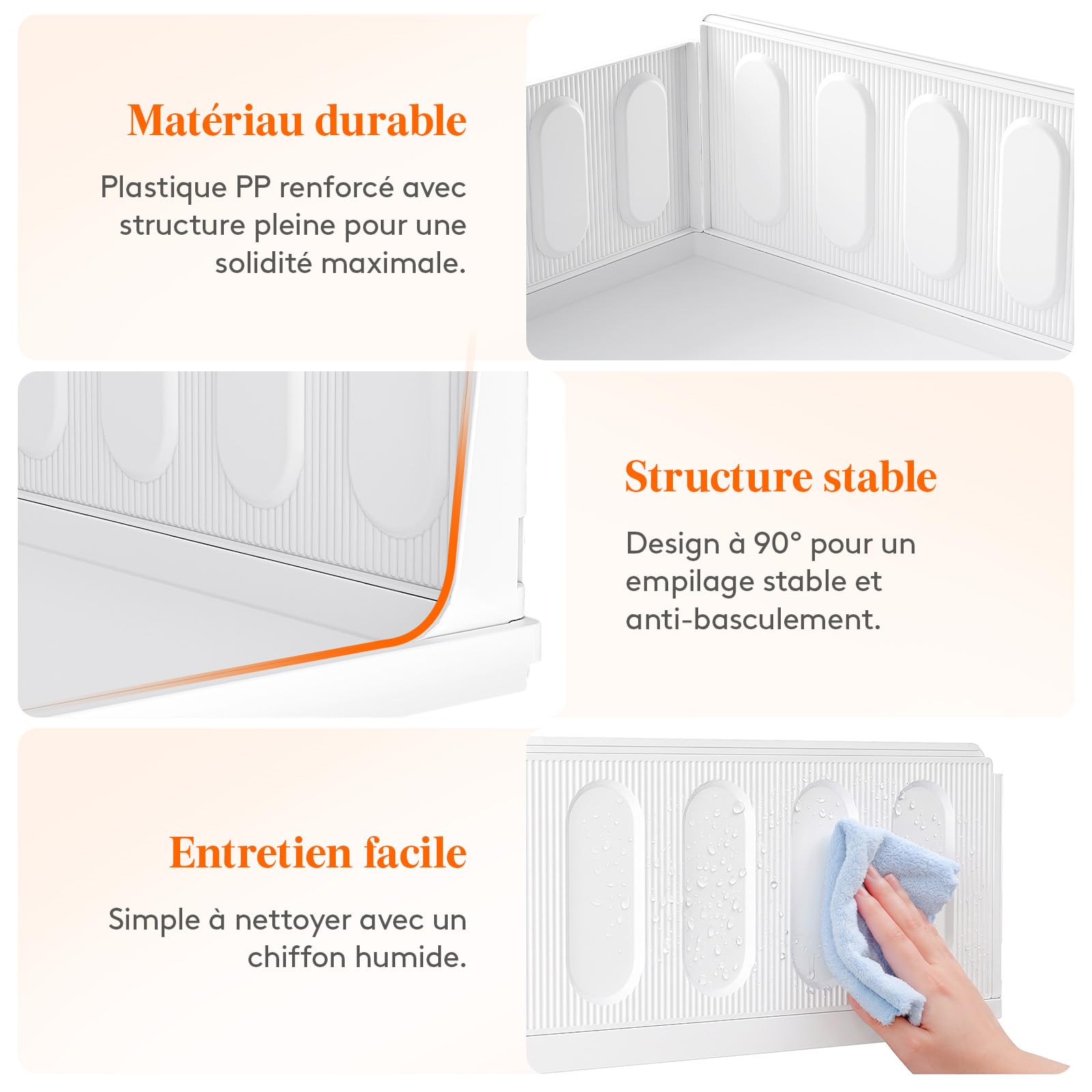 Lifewit Boîtes de Rangement pour Vêtements, Organisateur de Penderies Empilables, Blanc Bacs Individuels en Plastique, Idéal pour Placard de Cuisine, Armoire de Camping et Salle de Bain, 20L, Lot de 6