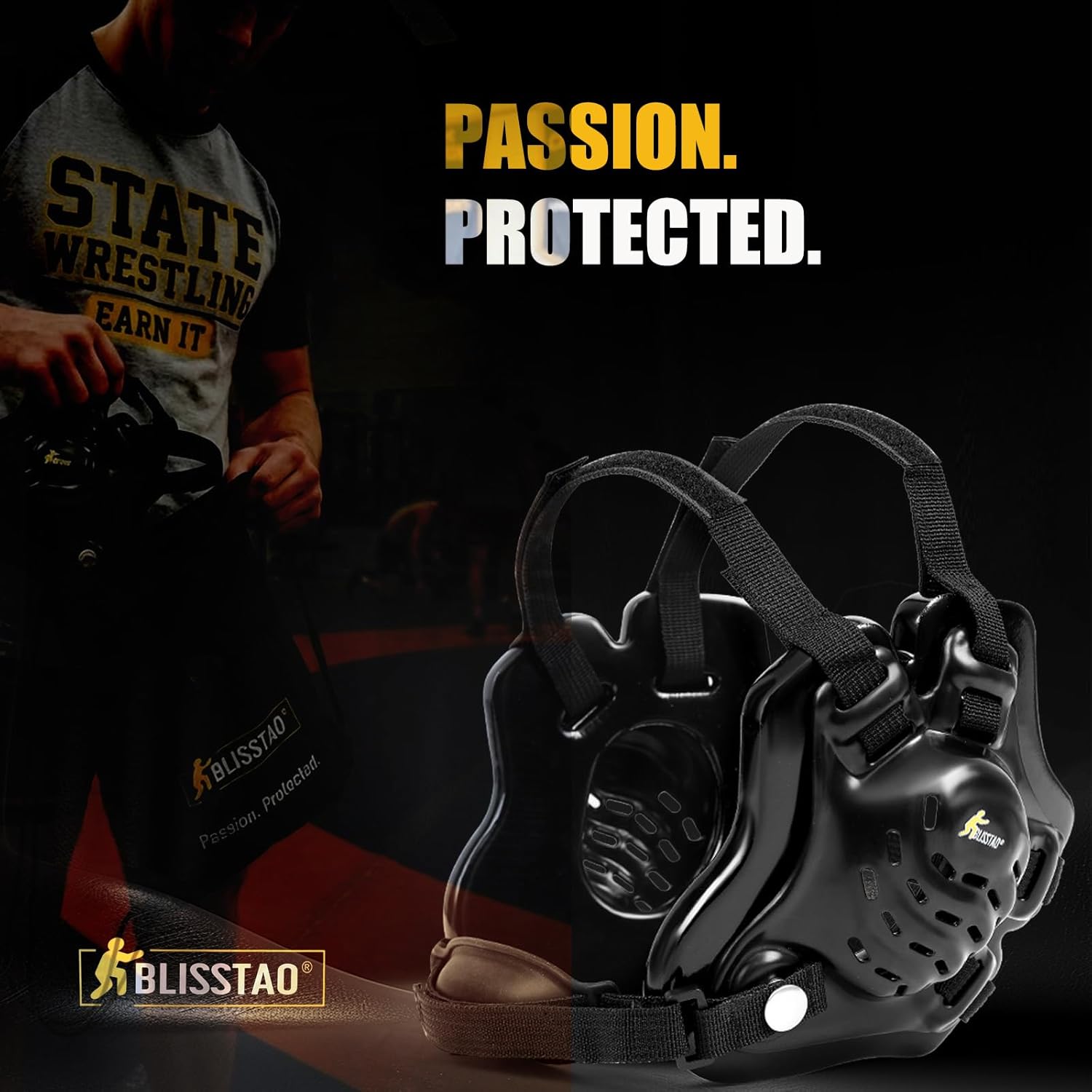 Wrestling Headgear BJJ Ear Guard for Youth & Adult – 2-in-1 Interchangeable Chin Cup & Pad - Includes Ventilated Mesh Gear Bag - Image 7