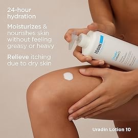 ISDIN Body Lotion Uradin 10, 24-Hour Intense Hydration, Non-Greasy, Fast-Absorbing Moisturizer for Dry or Very Dry Skin, Helps Relieve Itching Due to Dryness, 13.5 Fl. Oz.