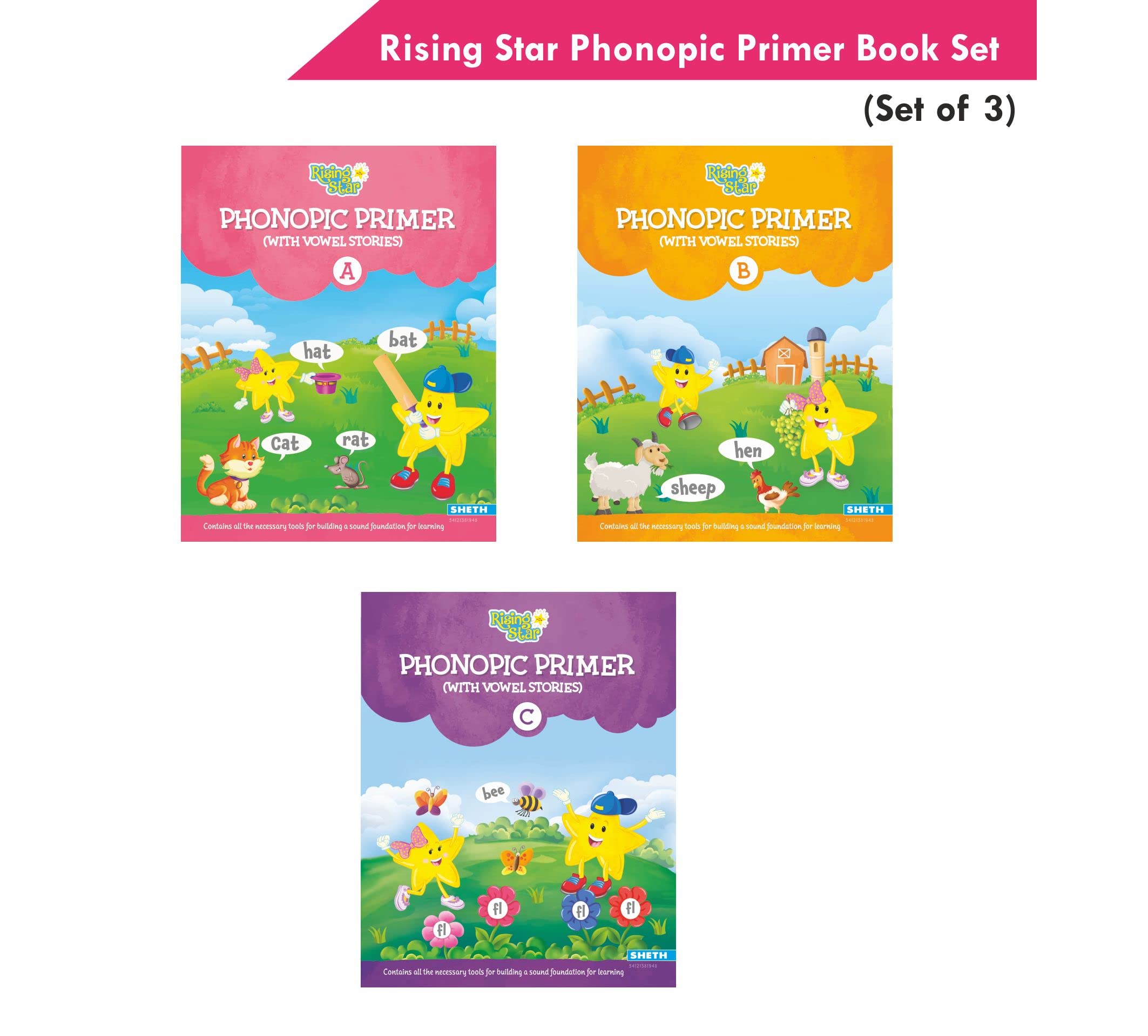 Rising Star Phonopic Primer (With Vowel Stories) Book Set (Set of 3) Paperback – 1 January 2019